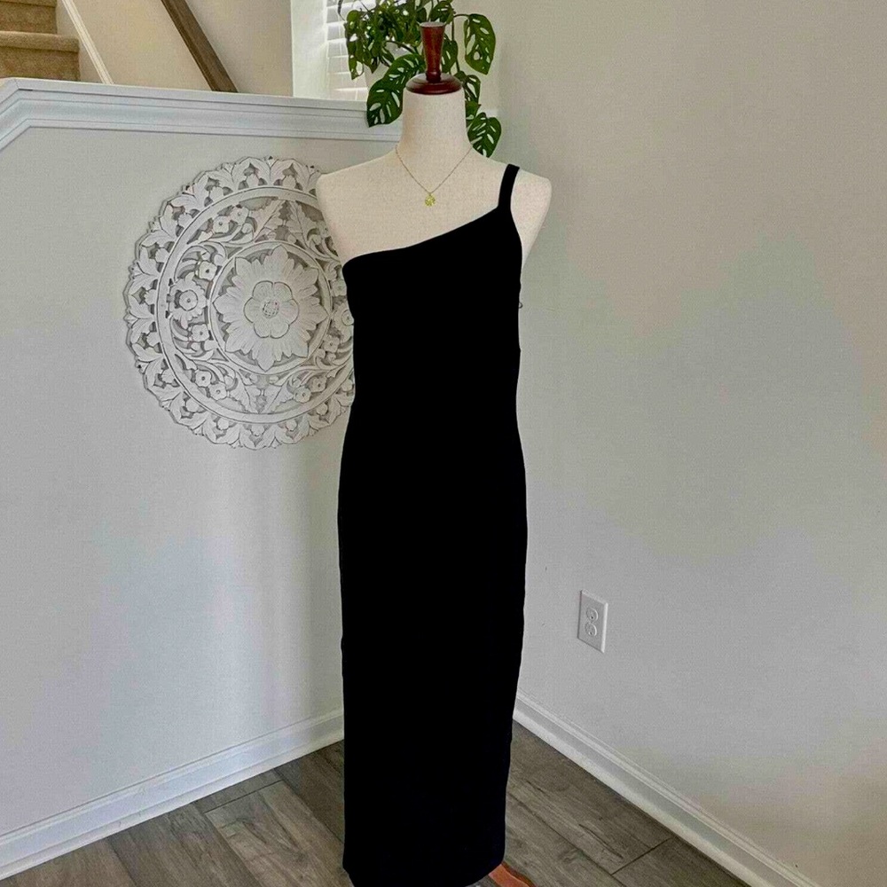 House of Harlow 1960 | Asymmetrical Knit Maxi Dress Black Large One Shoulder